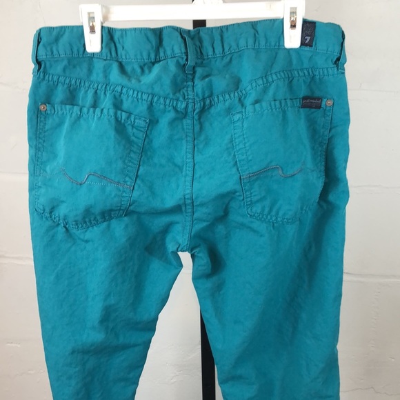 7 For All Mankind Standard Straight Leg Pants Size 36 Button Fly Teal #f12 - Picture 4 of 7